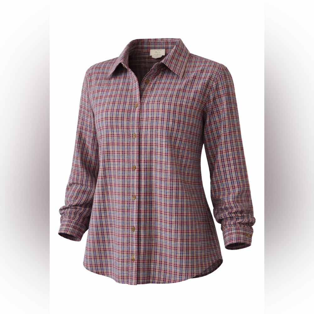 Kikomo Plaid Button-Down Shirt 100% Cotton Long Sleeve‎ Woman Size 20W